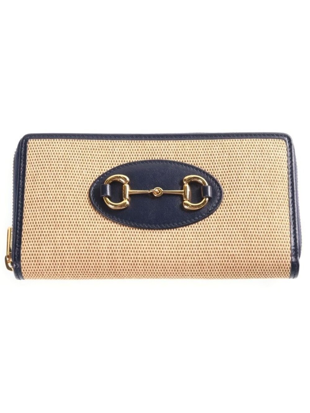 Gucci Horsebit Round Zip Wallet Beige